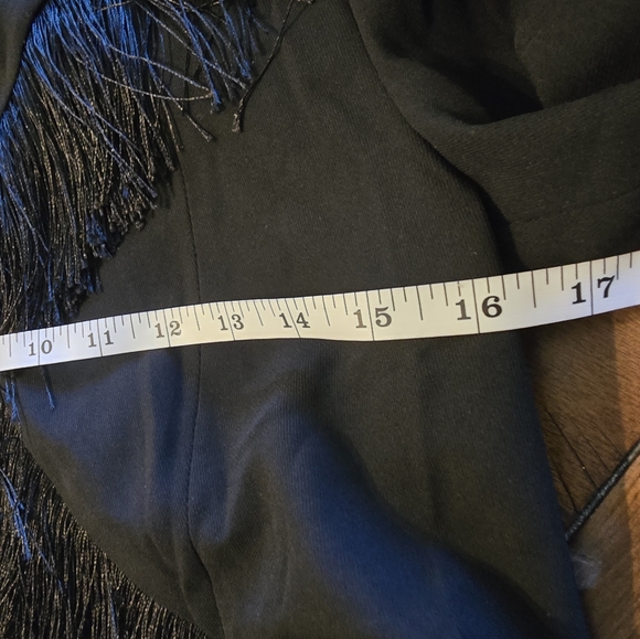 Black Cropped Blazer with Fringe Sz M - Picture 9 of 10
